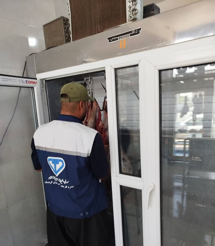 حضور مسئول دفتر نمایندگی ولی‌فقیه در دامپزشکی کردستان در بازدیدهای بهداشتی از مراکز عرضه فرآورده‌های خام دامی شهرستان قروه